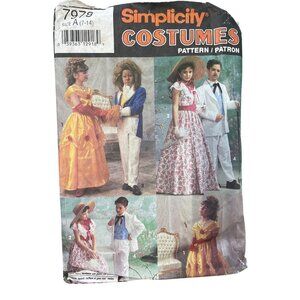 Simplicity 7978 Costume Pattern Size 7-14 Beauty Beast Rhett Scarlett 1992 CUT